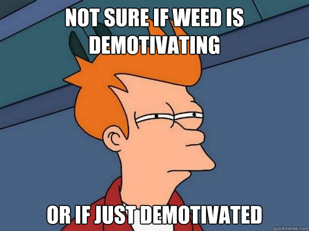 NOT SURE IF WEED IS DEMOTIvating or if just demotivated  Futurama Fry