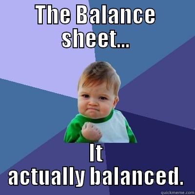 THE BALANCE SHEET... IT ACTUALLY BALANCED. Success Kid