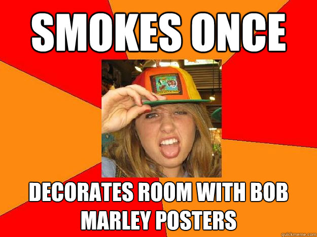 Smokes once decorates room with bob marley posters  