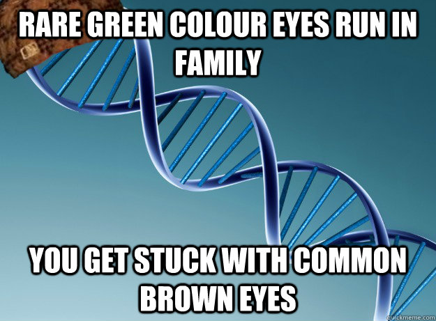 Rare green colour eyes run in family You get stuck with common brown eyes  Scumbag Genetics