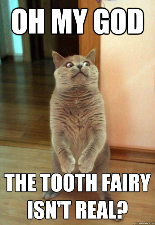 Oh my god the tooth fairy isn't real?  Horrorcat