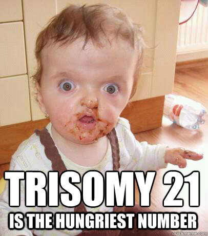 trisomy 21
 is the hungriest number   trisomy 21