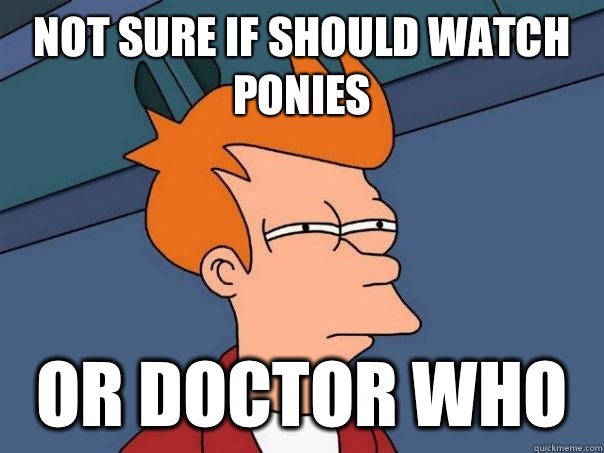 Not sure if should watch ponies Or doctor who  Futurama Fry