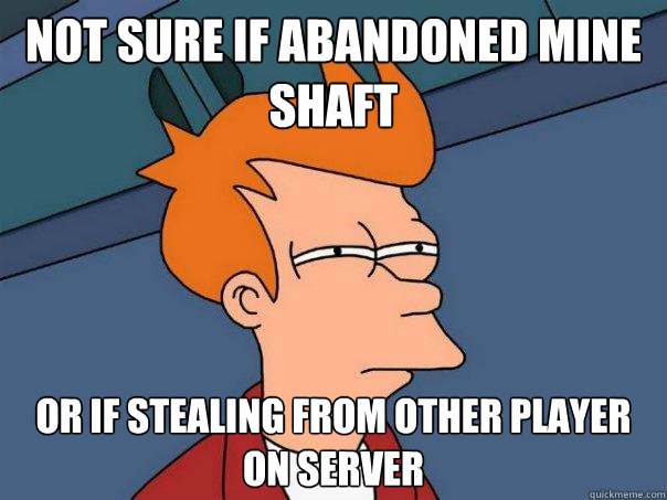 Not sure if abandoned mine shaft or if stealing from other player on server - Not sure if abandoned mine shaft or if stealing from other player on server  Futurama Fry