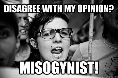 Disagree with my opinion? misogynist!  Hypocrite Feminist