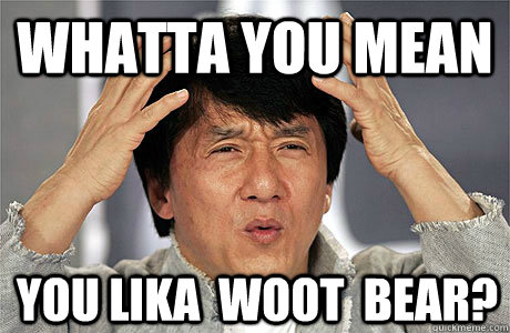 whatta you mean you lika  woot  bear?  EPIC JACKIE CHAN