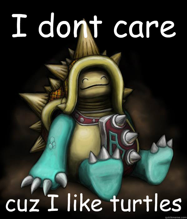 I dont care cuz I like turtles  Careless rammus meme