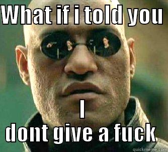 What if I told you.......... - WHAT IF I TOLD YOU  I DONT GIVE A FUCK  Matrix Morpheus
