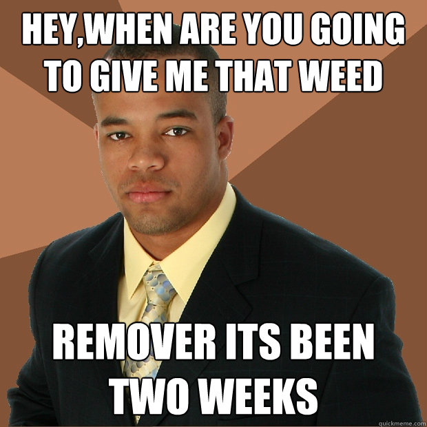 hey,when are you going to give me that weed remover its been two weeks  Successful Black Man