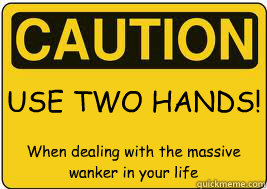 USE TWO HANDS! When dealing with the massive wanker in your life  Wanker