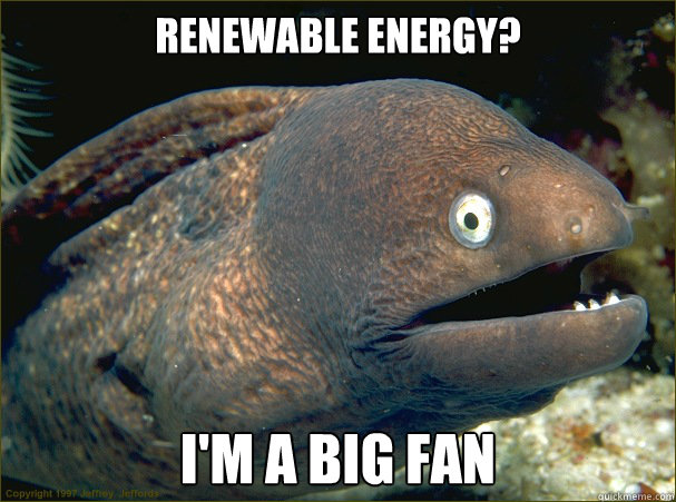 Renewable energy? I'm a big fan  Bad Joke Eel