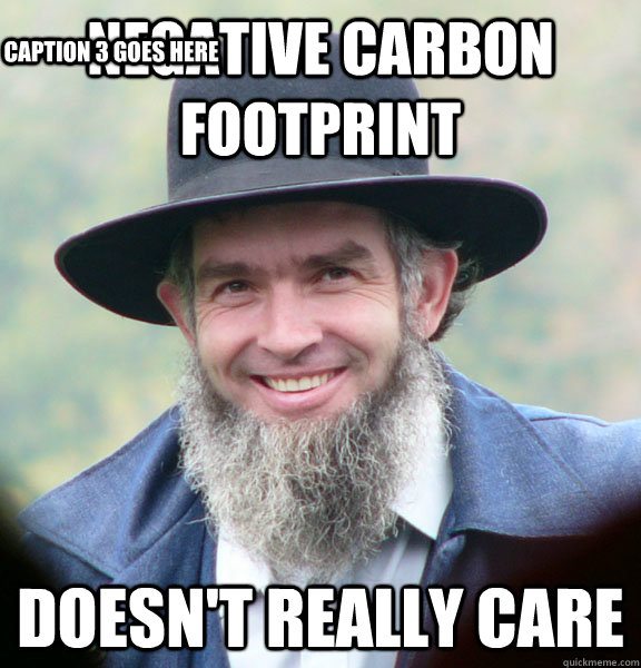 Negative Carbon footprint doesn't really care Caption 3 goes here  Good Guy Amish