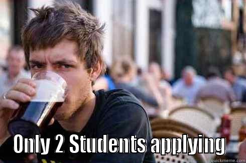  ONLY 2 STUDENTS APPLYING  Lazy College Senior