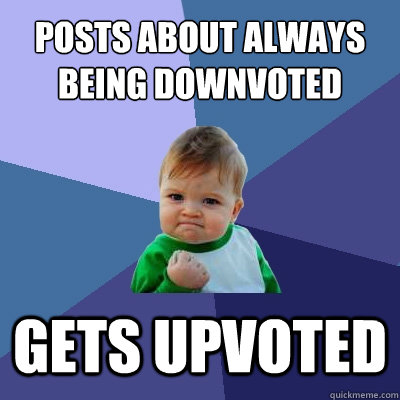 Posts about always being downvoted gets upvoted  Success Kid