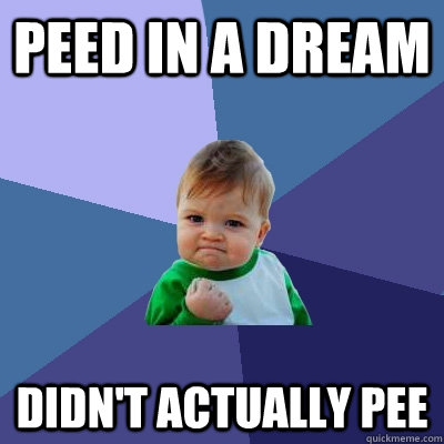 Peed in a Dream Didn't actually pee  Success Kid