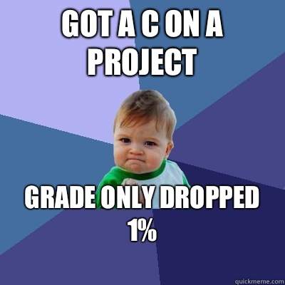 Got a c on a project  Grade only dropped 1%
  Success Kid