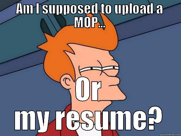 AM I SUPPOSED TO UPLOAD A MOP... OR MY RESUME? Futurama Fry