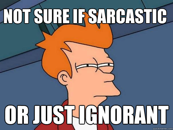 Not sure if sarcastic or just ignorant  Futurama Fry