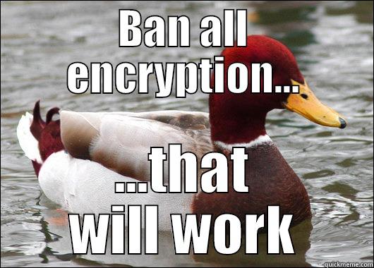 Encryption by Cameron - BAN ALL ENCRYPTION... ...THAT WILL WORK Malicious Advice Mallard