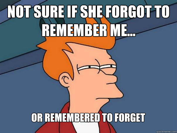 Not Sure if she forgot to remember me... or remembered to forget  Futurama Fry