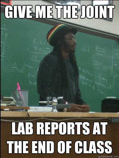 Give me the joint Lab reports at the end of class  Rasta Science Teacher