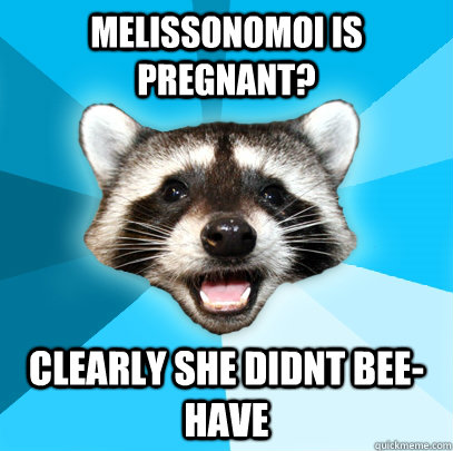 melissonomoi is pregnant? clearly she didnt bee-have  Lame Pun Coon