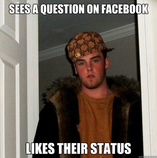 Sees a question on Facebook Likes their Status - Sees a question on Facebook Likes their Status  Scumbag Steve