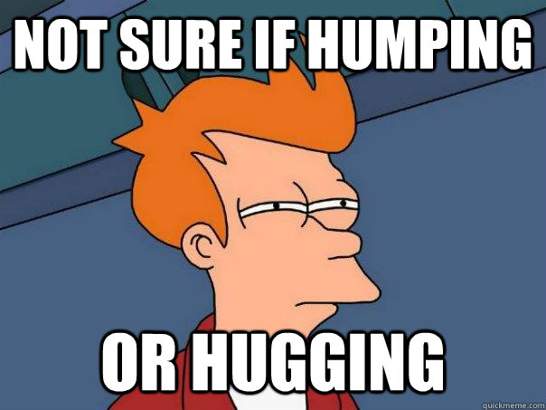 Not sure if humping Or hugging  Futurama Fry