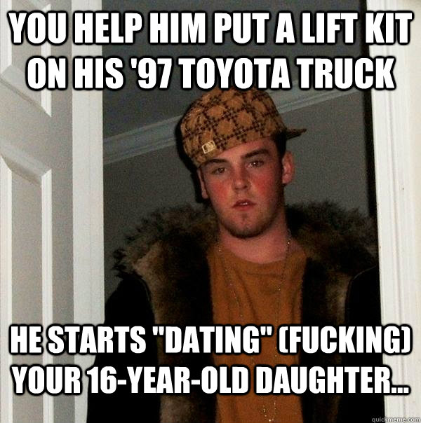 You help him put a lift kit on his '97 Toyota truck He starts 