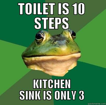 TOILET IS 10 STEPS KITCHEN SINK IS ONLY 3 Foul Bachelor Frog