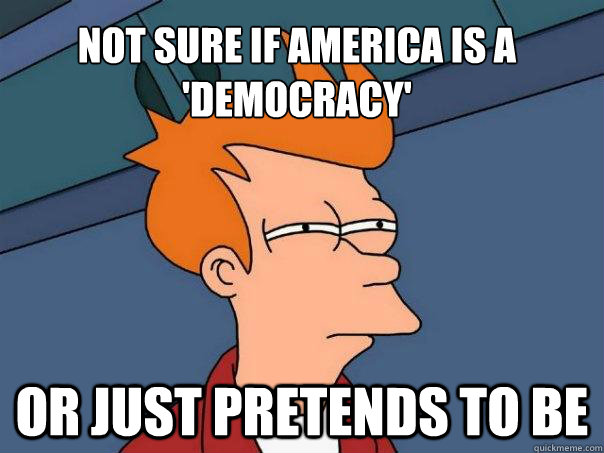 Not sure if America is a 'Democracy' Or just pretends to be  Futurama Fry