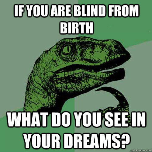 If you are blind from birth What do you see in your dreams?  Philosoraptor