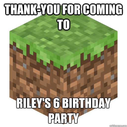 thank-you for coming to  Riley's 6 Birthday Party
  