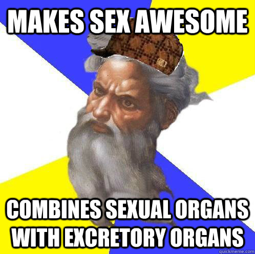 Makes sex awesome combines sexual organs with excretory organs - Makes sex awesome combines sexual organs with excretory organs  Scumbag God