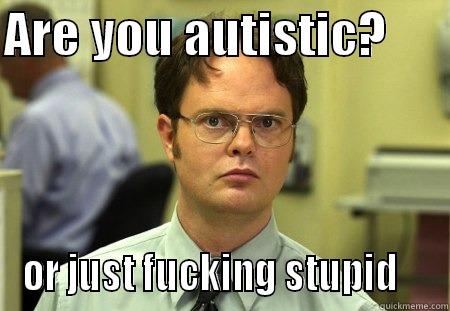 ARE YOU AUTISTIC?       OR JUST FUCKING STUPID    Schrute