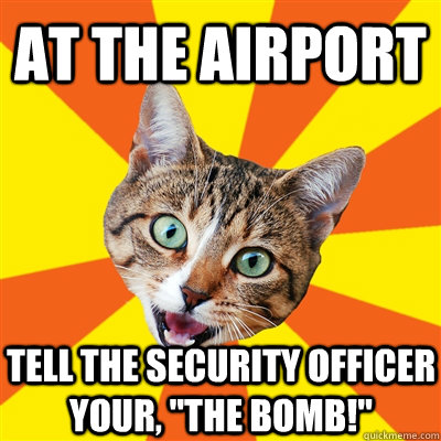 At the airport Tell the security officer your, 