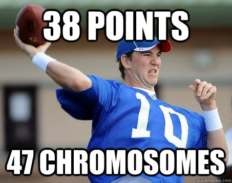 38 points 47 chromosomes  DERP ELI MANNING