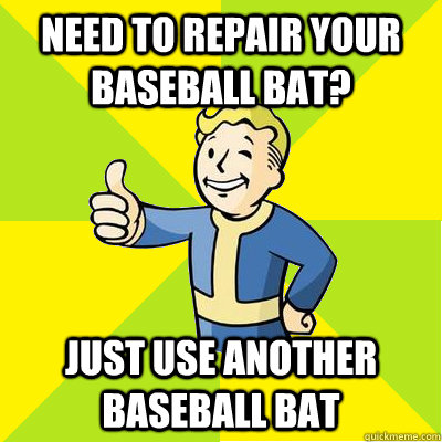 Need to repair your baseball bat? Just use another baseball bat  Fallout new vegas