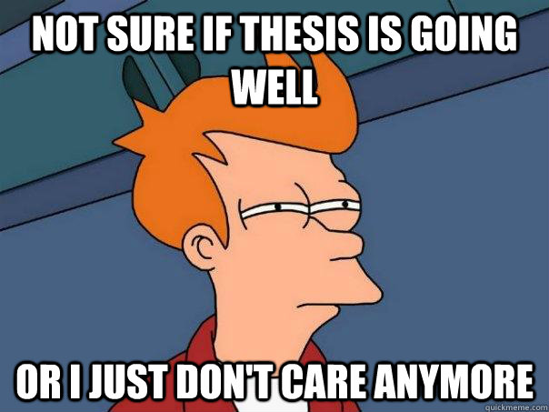 Not sure if thesis is going well Or I just don't care anymore - Not sure if thesis is going well Or I just don't care anymore  Futurama Fry