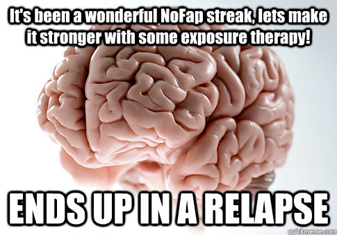 It's been a wonderful NoFap streak, lets make it stronger with some exposure therapy! ENDS UP IN A RELAPSE  Scumbag Brain