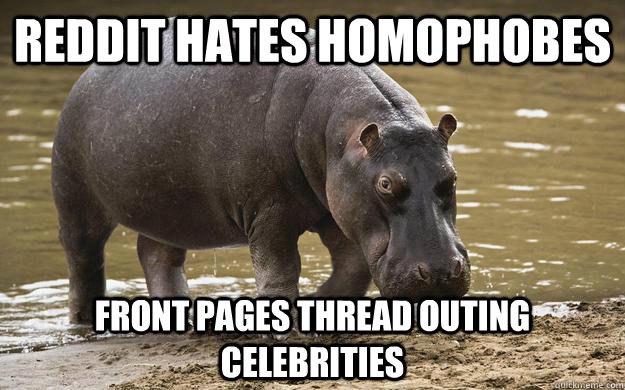 Reddit hates homophobes Front pages thread outing celebrities  Hypocritical Hippopotamus