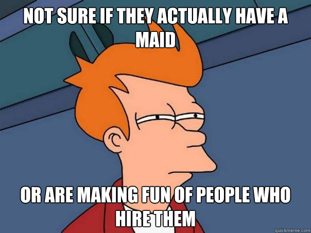 Not Sure If They Actually Have a maid Or are making fun of people who hire them - Not Sure If They Actually Have a maid Or are making fun of people who hire them  Futurama Fry