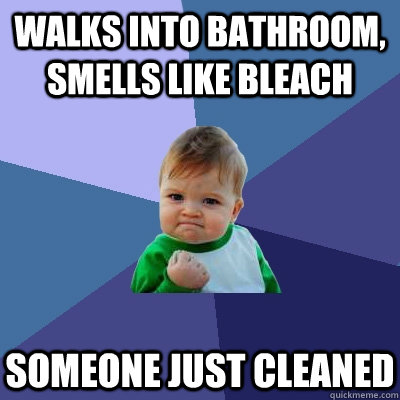 walks into bathroom, smells like bleach someone just cleaned  Success Kid