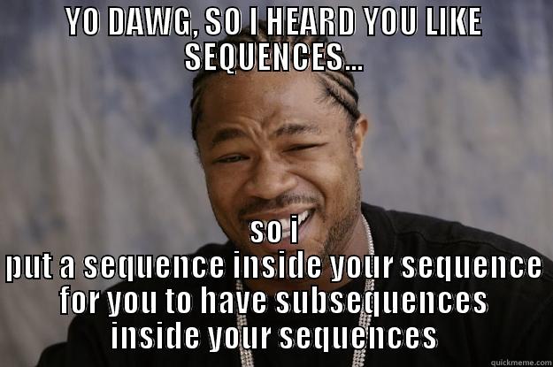 Algo BioInf teori - YO DAWG, SO I HEARD YOU LIKE SEQUENCES... SO I PUT A SEQUENCE INSIDE YOUR SEQUENCE FOR YOU TO HAVE SUBSEQUENCES INSIDE YOUR SEQUENCES Xzibit meme