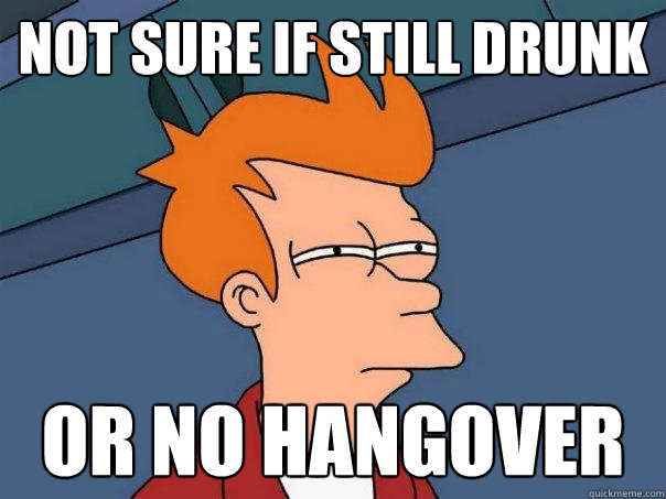 Not sure if still drunk Or no hangover - Not sure if still drunk Or no hangover  Futurama Fry