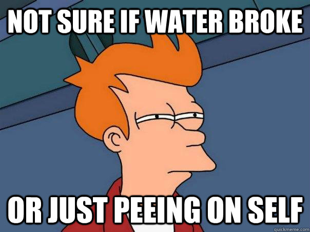 Not sure if water broke Or just peeing on self  Futurama Fry