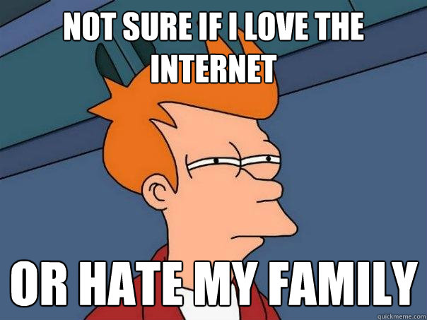 Not sure if I love the internet or hate my family - Not sure if I love the internet or hate my family  Futurama Fry