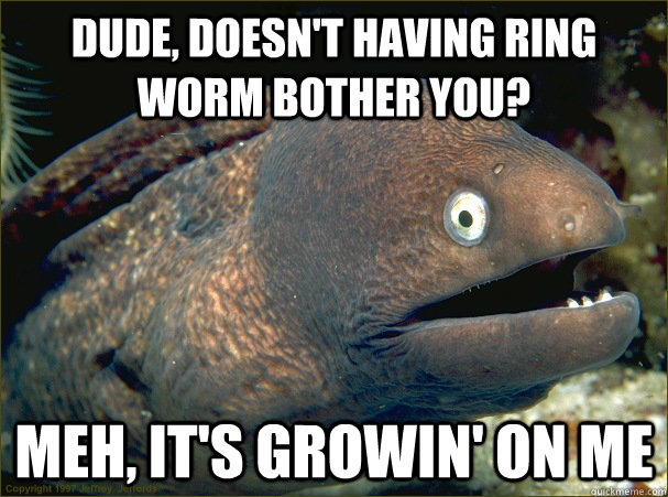 Dude, doesn't having ring worm bother you? Meh, it's growin' on me - Dude, doesn't having ring worm bother you? Meh, it's growin' on me  Bad Joke Eel