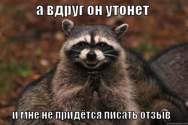              А ВДРУГ ОН УТОНЕТ                 И МНЕ НЕ ПРИДЁТСЯ ПИСАТЬ ОТЗЫВ   Evil Plotting Raccoon