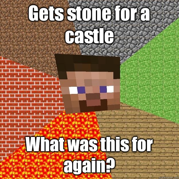 Gets stone for a castle What was this for again?  Minecraft